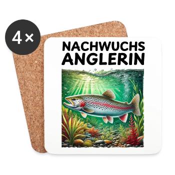 Nachwuchs Anglerin Forelle Geschenk Angler Geburt - Untersetzer (4er-Set) - Weiß - Vorne