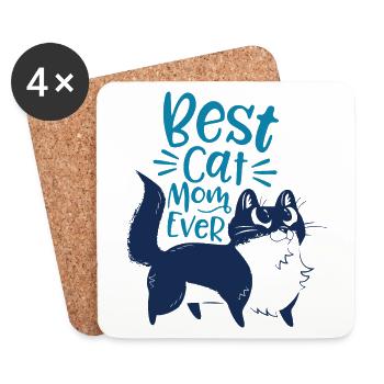 Best Cat Mom Ever – Loving Cat Motif - Coasters (set of 4) - white - Front