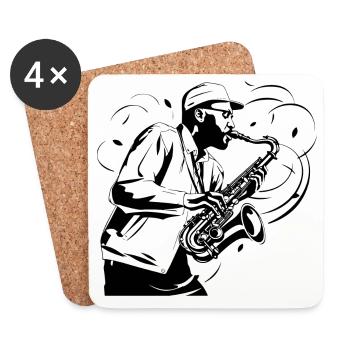 Saxophonist Zeichnung - Untersetzer (4er-Set) - Weiß - Vorne