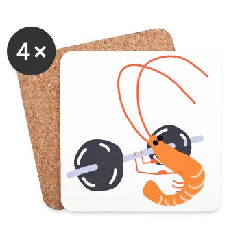 Bodybuilding sallle shrimp - Coasters (set of 4) - white - Front