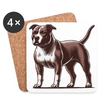 Pitbull - Dessous de verre (lot de 4) - blanc - Devant