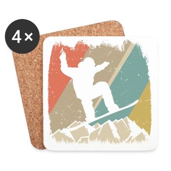 Alpine Retro Snowboarder - Coasters (set of 4) - white - Front
