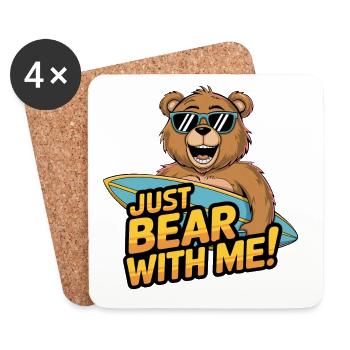 Just Bear With Me - Surfing Bear Fun - Coasters (set of 4) - white - Front