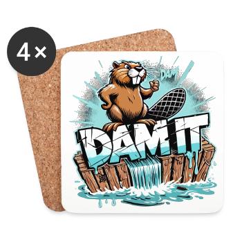 Beaver Dam Damn Funny Beaver Gift - Coasters (set of 4) - white - Front