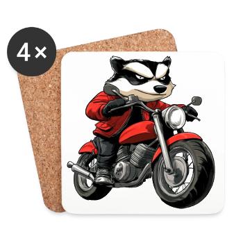 Badgers Moto / Moto Badger - Dessous de verre (lot de 4) - blanc - Devant