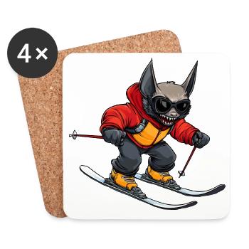 Bat Skier - Coasters (set of 4) - white - Front