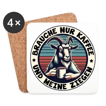 Brauche nur Kaffee und meine Ziegen - Untersetzer (4er-Set) - Weiß - Vorne