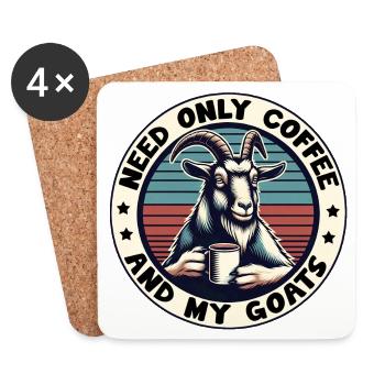 Brauche nur Kaffee und meine Ziegen - Untersetzer (4er-Set) - Weiß - Vorne