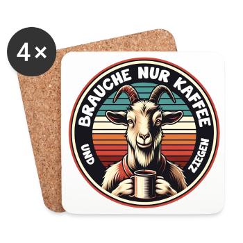 Brauche nur Kaffee und meine Ziegen - Untersetzer (4er-Set) - Weiß - Vorne