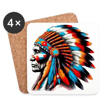 Amérindien Américain - Dessous de verre (lot de 4) - blanc - Devant