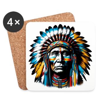 Amérindien Américain - Dessous de verre (lot de 4) - blanc - Devant