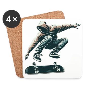 Skater - Untersetzer (4er-Set) - Weiß - Vorne