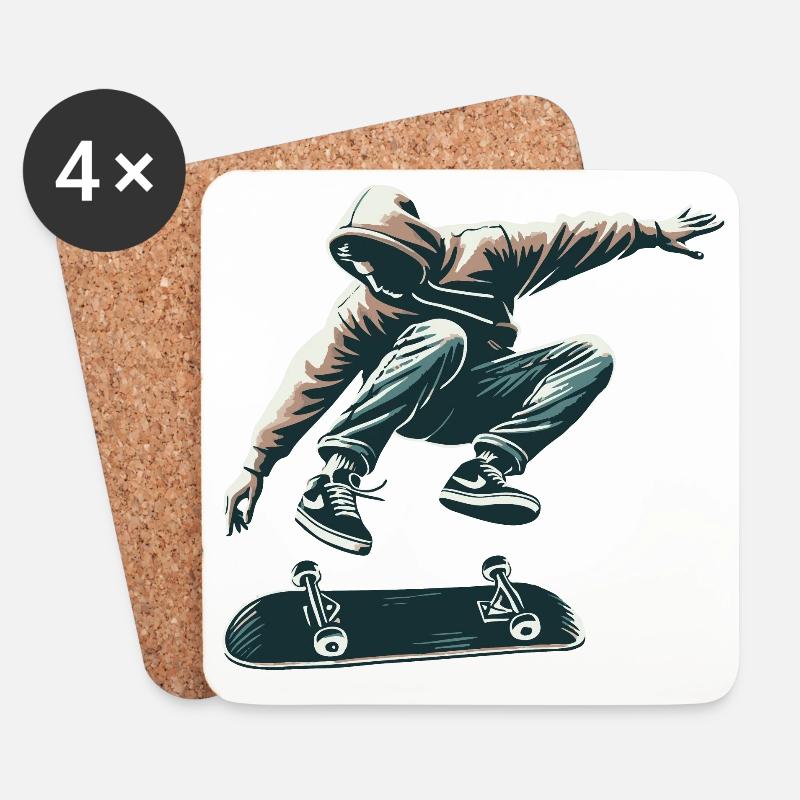 Skater - Untersetzer (4er-Set) - Weiß