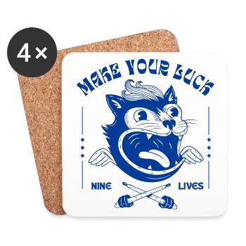Tente ta chance – Motif chat Nine Lives - Dessous de verre (lot de 4) - blanc - Devant