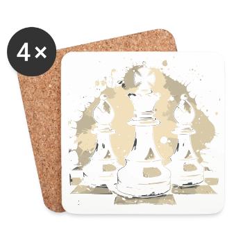 Schach Graffiti - Untersetzer (4er-Set) - Weiß - Vorne