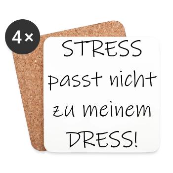 Statement Stress passt nicht zu meinem Dress - Untersetzer (4er-Set) - Weiß - Vorne