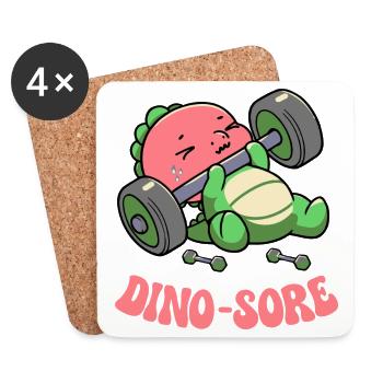 Dino Sore Gym Fitness Haltérophilie Gym d’entraînement - Dessous de verre (lot de 4) - blanc - Devant