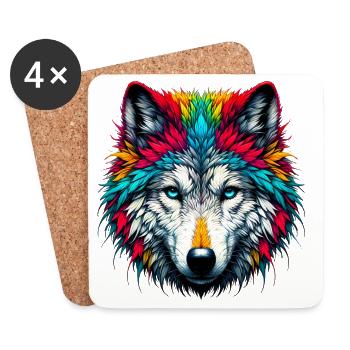 Wolf - Coasters (set of 4) - white - Front