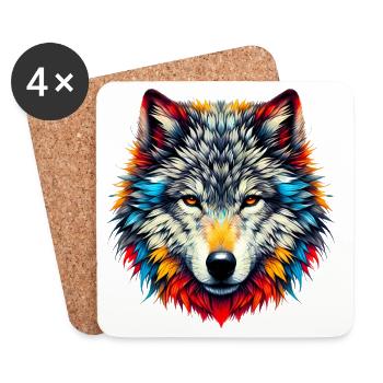 Loup - Dessous de verre (lot de 4) - blanc - Devant
