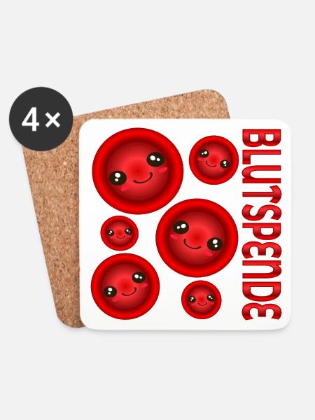 BLUTSPENDE BLUT SPENDEN - Untersetzer (4er-Set) - Weiß