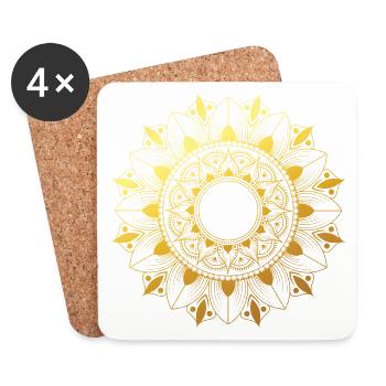 Mandala doré - Dessous de verre (lot de 4) - blanc - Devant