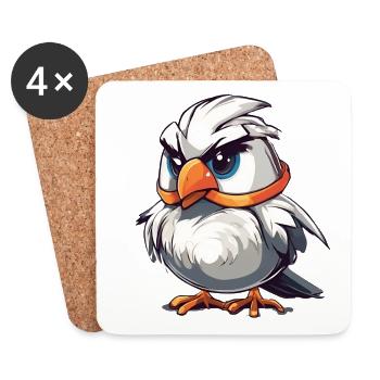 Charmante Karikatur Weißkopfseeadler Illustration - Untersetzer (4er-Set) - Weiß - Vorne