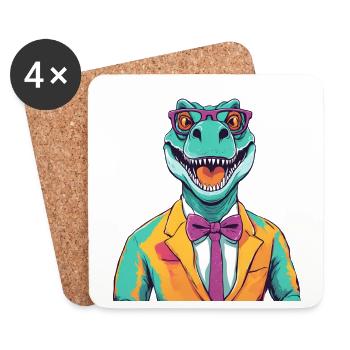 Dinosaur Lawyer Cartoon Design - Coasters (set of 4) - white - Front
