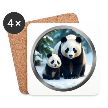 Panda and Cub - Coasters (set of 4) - white - Front