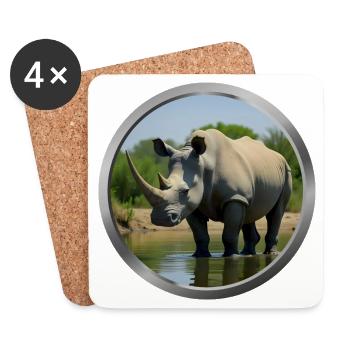 Rhinoceros Animal - Coasters (set of 4) - white - Front