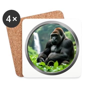 Gorilla Animal - 3 - Coasters (set of 4) - white - Front