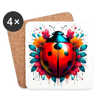 Ladybird - Coasters (set of 4) - white - Front