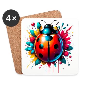 Ladybird - Coasters (set of 4) - white - Front