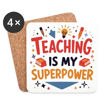 Teaching is My Superpower - Coasters (set of 4) - white - Front