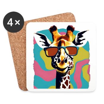 Cooles Retro-Giraffen-Porträt mit Sonnenbrille - Untersetzer (4er-Set) - Weiß - Vorne
