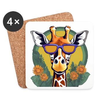 Playful Giraffe with Sunglasses Design - Coasters (set of 4) - white - Front