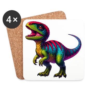 Dinosaure - Dessous de verre (lot de 4) - blanc - Devant