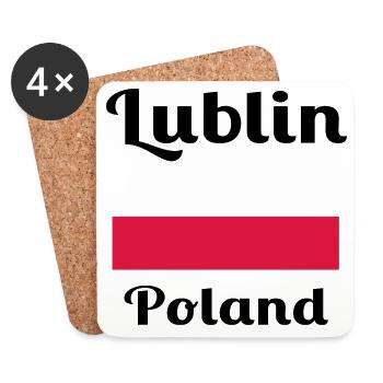 Lublin, Poland - Stylish prints - Coasters (set of 4) - white - Front
