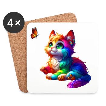 Chats (02) - Dessous de verre (lot de 4) - blanc - Devant