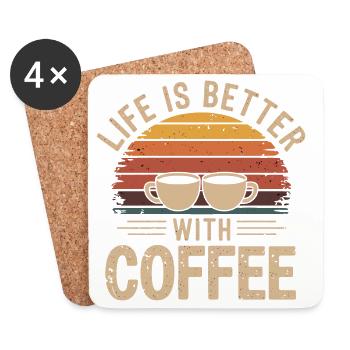 Life Is Better With Coffee Retro - Coasters (set of 4) - white - Front