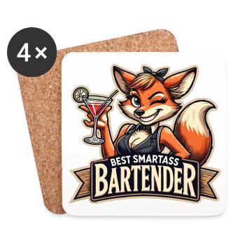 Bartender Barmaid Vixen Fox Gift - Coasters (set of 4) - white - Front