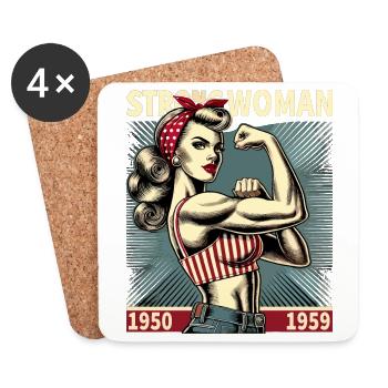 Force forte puissance femme rockabilly cadeau rétro - Dessous de verre (lot de 4) - blanc - Devant