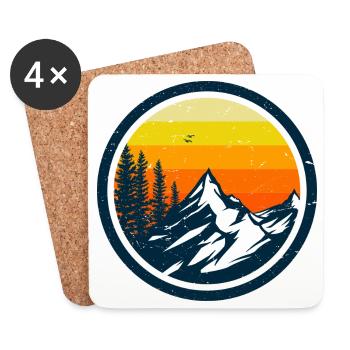Conception d’aventure au coucher du soleil en montagne - Dessous de verre (lot de 4) - blanc - Devant