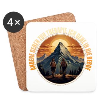 Andere gehen zur Therapie, ich gehe in die Berge - Untersetzer (4er-Set) - Weiß - Vorne