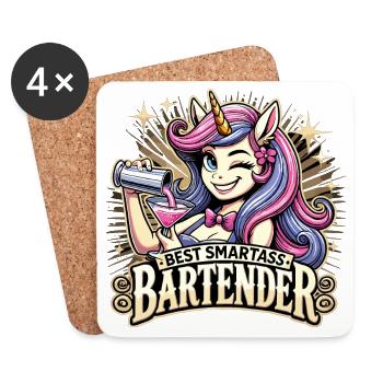Barkeeperin Barfrau Einhorn Geschenk - Untersetzer (4er-Set) - Weiß - Vorne