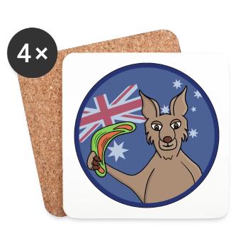 Adorable boomerang Kangourou Australie - Dessous de verre (lot de 4) - blanc - Devant