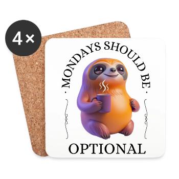 Coffee-Drinking Sloth – Relaxed & Pleasurable - Coasters (set of 4) - white - Front
