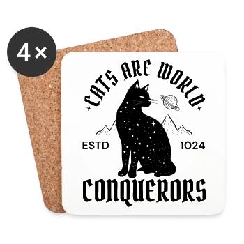 Black Cat Conqueror - Thème Chat Mystique - Dessous de verre (lot de 4) - blanc - Devant