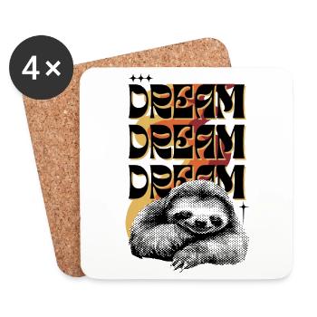 Dream Dream Dream – Retro Faultier - Untersetzer (4er-Set) - Weiß - Vorne