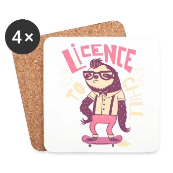 Lizenz zum Chillen – Vintage Faultier Style - Untersetzer (4er-Set) - Weiß - Vorne