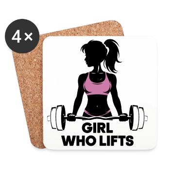 Bodybuilder Gym Girl Langhantel Power Beauty - Untersetzer (4er-Set) - Weiß - Vorne